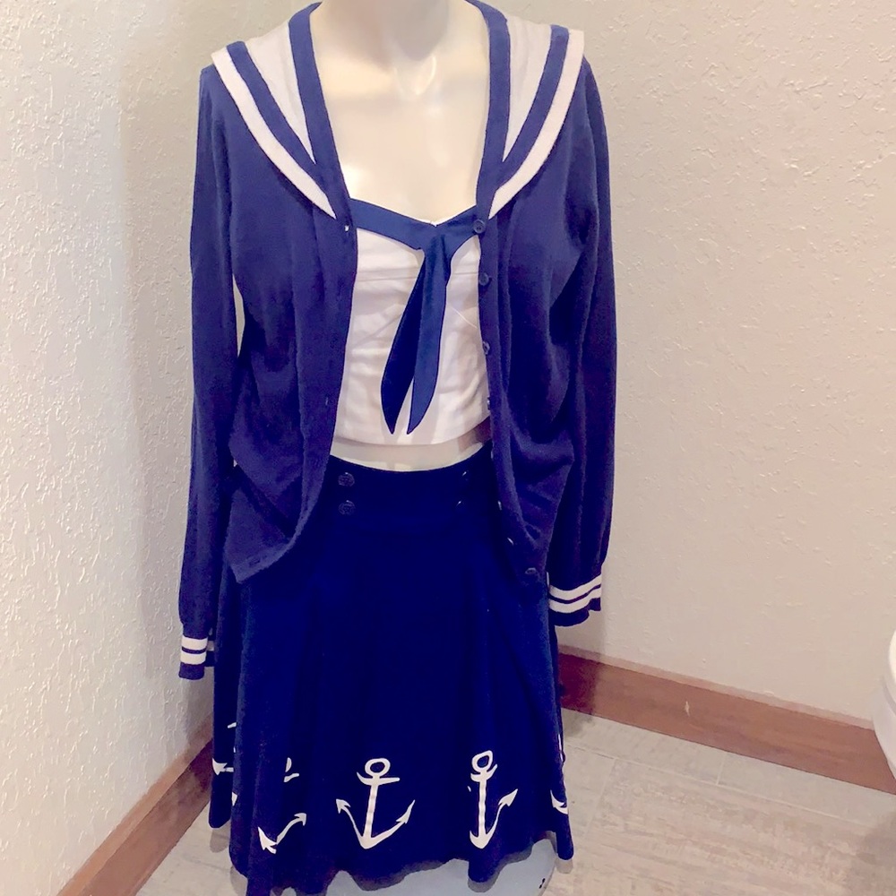 Like New Hot Topic Sailor Top Skirt Sweater Set